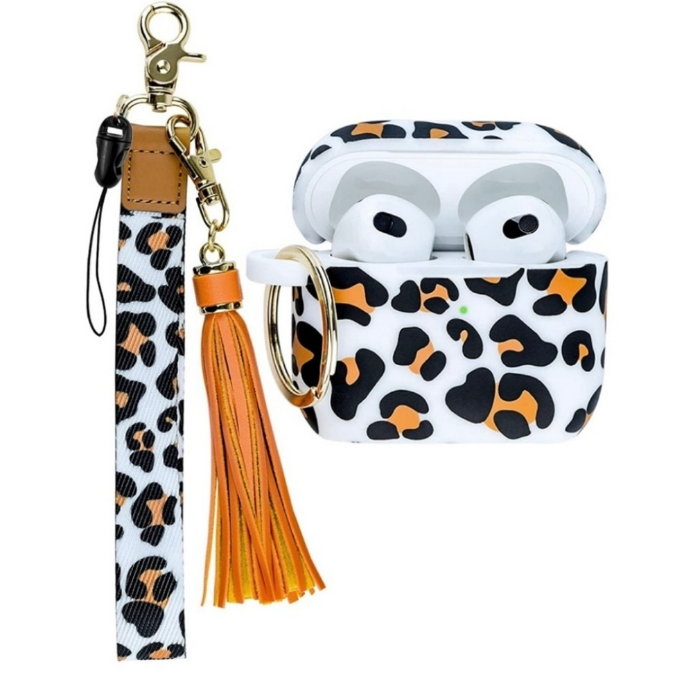 Airpods 3rd Generation Case with Keychain Wristlet, Soft Silicone Skin Case Cut
